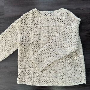 Zara Beige Crochet Sweater
